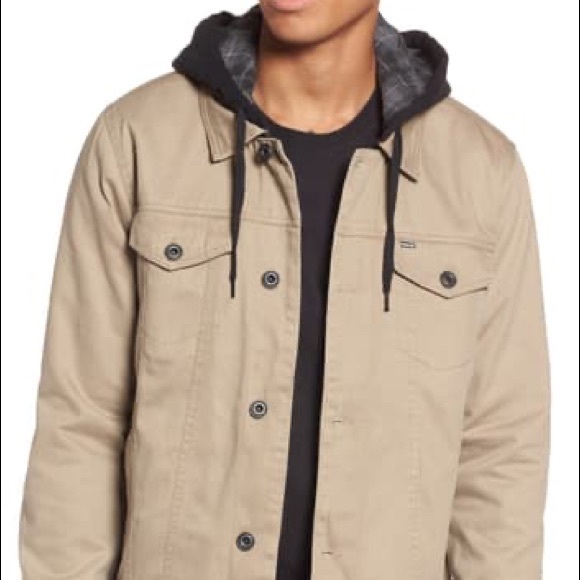 Hurley Mens Hooded Trucker Jacket Khaki 
